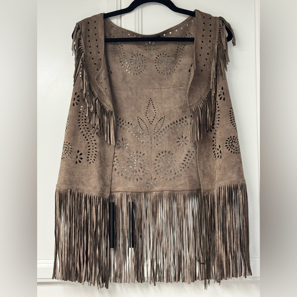 Do Everything in Love Tan Suede Vest with Fringe